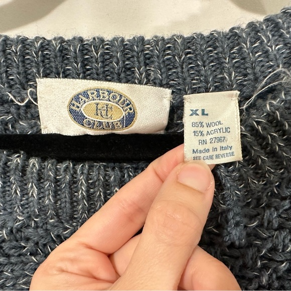Vintage Harbour Club Wool Blend Sweater XL Made in Italy Chunky Knit Blue Gray - Picture 3 of 5